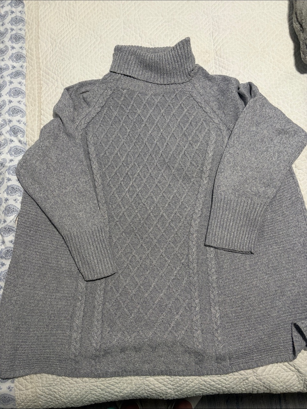 Penningtons Gray Cable-Knit Turtleneck Sweater